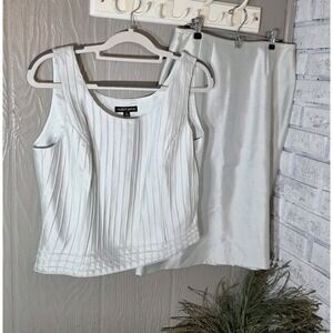 Albert Nipon 3 pc‎ Skirt Suit Set, Sz 8, Wool Silk, NWT, Ice Blue